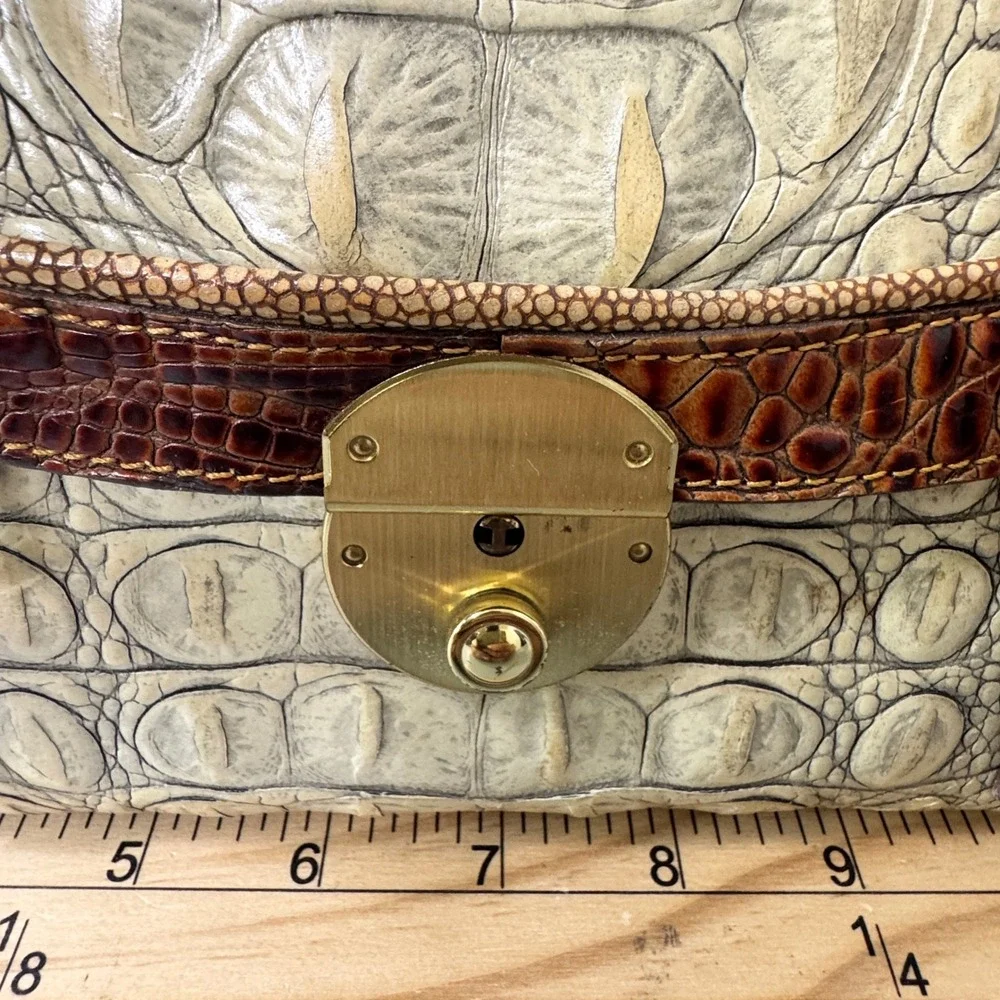 Brahmin Croc Embossed Leather Shoulder Bag Designer Purse Handbag - Picture 9 of 14